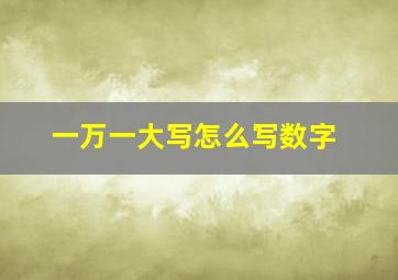 一万一大写怎么写数字