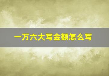 一万六大写金额怎么写