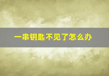 一串钥匙不见了怎么办