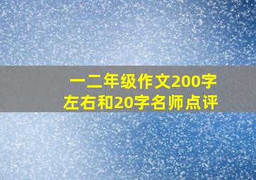 一二年级作文200字左右和20字名师点评