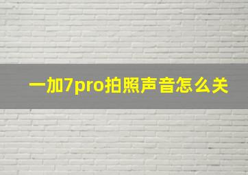 一加7pro拍照声音怎么关