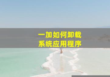 一加如何卸载系统应用程序