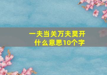 一夫当关万夫莫开什么意思10个字