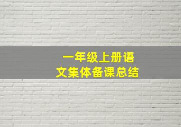 一年级上册语文集体备课总结