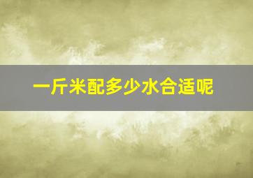 一斤米配多少水合适呢