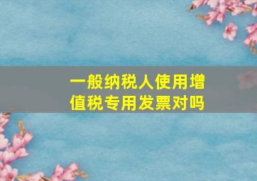 一般纳税人使用增值税专用发票对吗