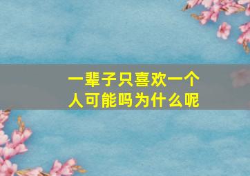 一辈子只喜欢一个人可能吗为什么呢