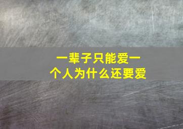 一辈子只能爱一个人为什么还要爱