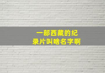 一部西藏的纪录片叫啥名字啊