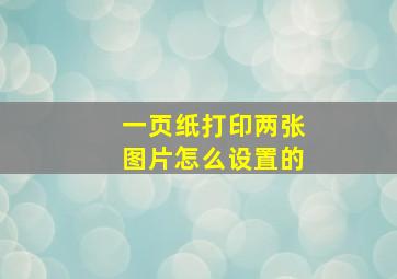 一页纸打印两张图片怎么设置的