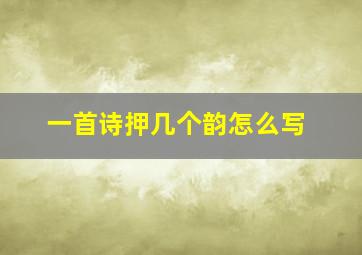 一首诗押几个韵怎么写