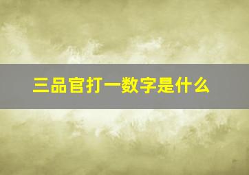 三品官打一数字是什么