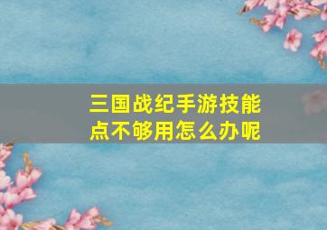 三国战纪手游技能点不够用怎么办呢