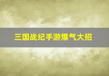 三国战纪手游爆气大招