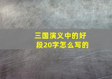 三国演义中的好段20字怎么写的