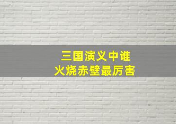 三国演义中谁火烧赤壁最厉害