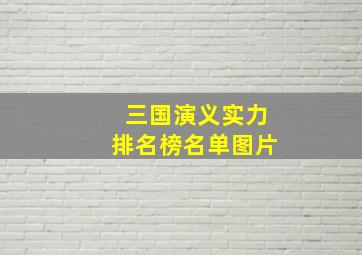 三国演义实力排名榜名单图片