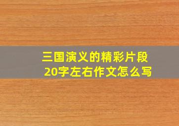 三国演义的精彩片段20字左右作文怎么写