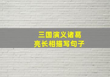 三国演义诸葛亮长相描写句子