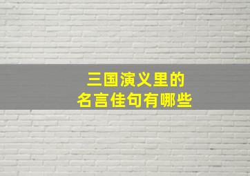 三国演义里的名言佳句有哪些