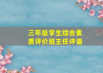 三年级学生综合素质评价班主任评语