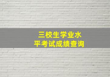 三校生学业水平考试成绩查询