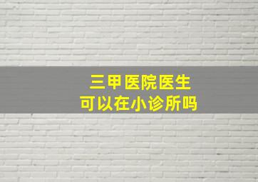 三甲医院医生可以在小诊所吗