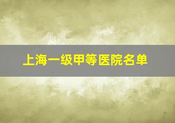 上海一级甲等医院名单