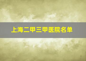 上海二甲三甲医院名单