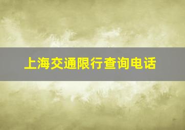 上海交通限行查询电话