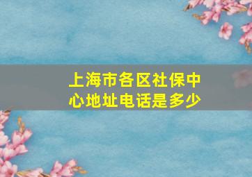 上海市各区社保中心地址电话是多少