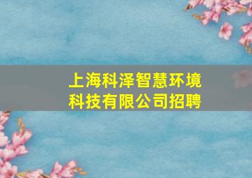 上海科泽智慧环境科技有限公司招聘