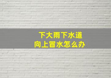 下大雨下水道向上冒水怎么办