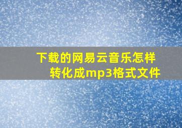 下载的网易云音乐怎样转化成mp3格式文件