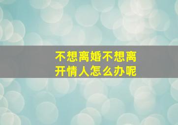 不想离婚不想离开情人怎么办呢