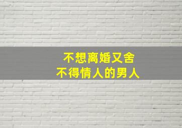 不想离婚又舍不得情人的男人