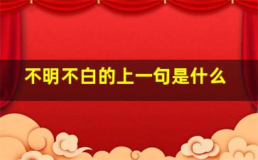 不明不白的上一句是什么