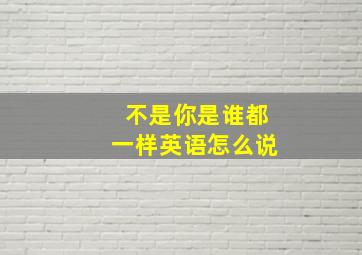 不是你是谁都一样英语怎么说