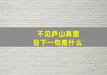 不见庐山真面目下一句是什么