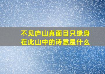 不见庐山真面目只缘身在此山中的诗意是什么