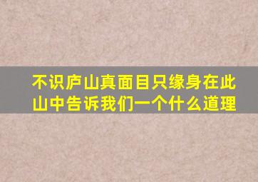 不识庐山真面目只缘身在此山中告诉我们一个什么道理