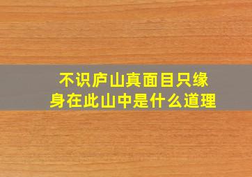 不识庐山真面目只缘身在此山中是什么道理