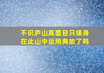 不识庐山真面目只缘身在此山中运用典故了吗