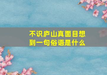 不识庐山真面目想到一句俗语是什么