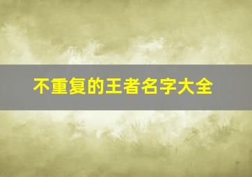 不重复的王者名字大全