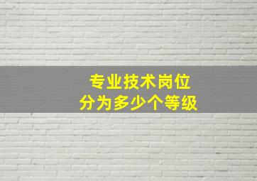 专业技术岗位分为多少个等级