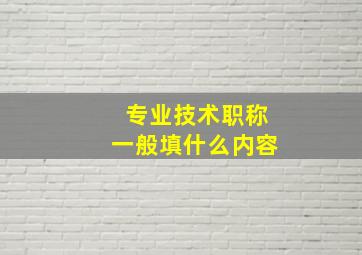 专业技术职称一般填什么内容