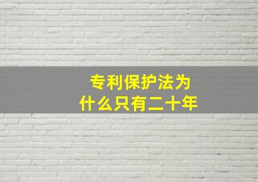 专利保护法为什么只有二十年