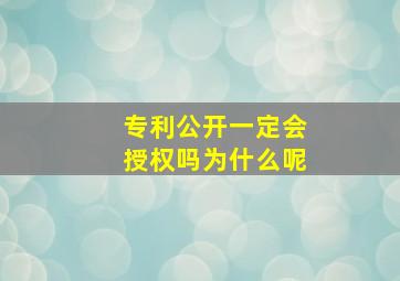 专利公开一定会授权吗为什么呢