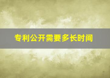 专利公开需要多长时间